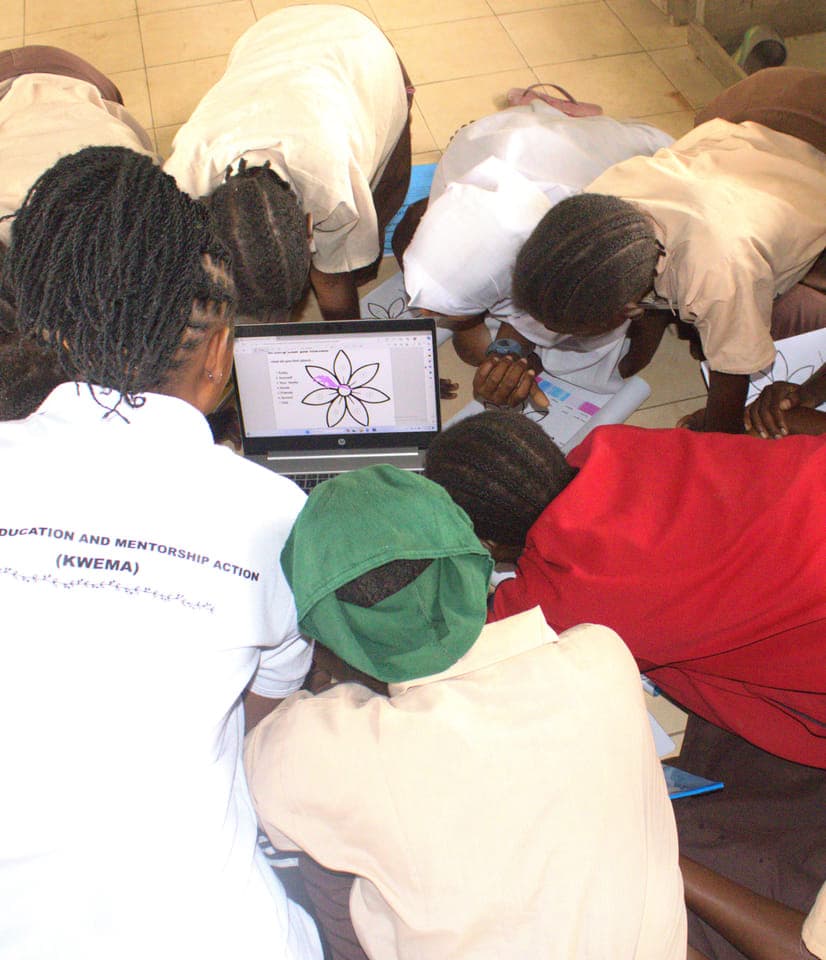 Learners at Ngathini expressing their emotions through colouring during mentorship