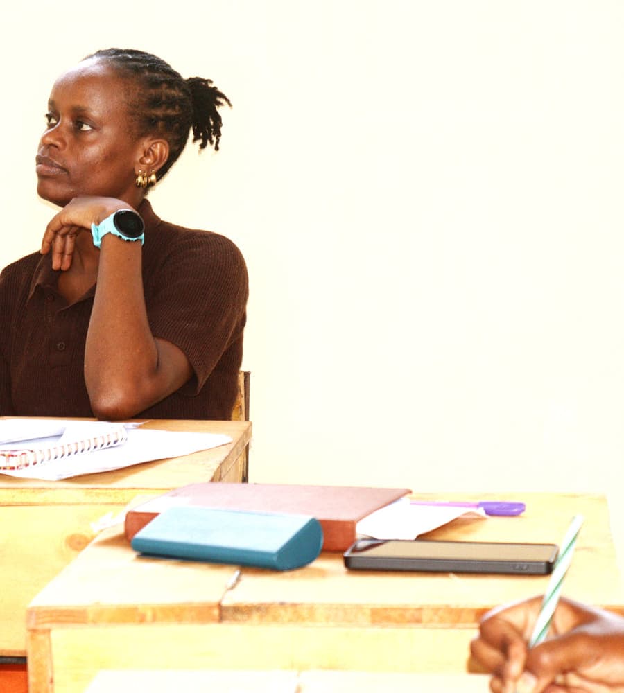 Ilse Kithembe taking notes during a focus group discussion at Ngathini